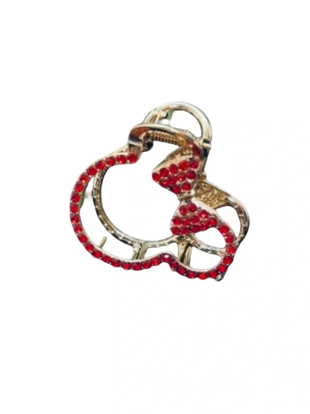 Gold-Tone Red Crystal Minnie Mouse Ring Holder Clip FINAL PRICE DROP